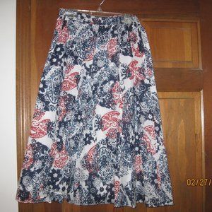 Chico Red White Blue Paisley Skirt Size 0